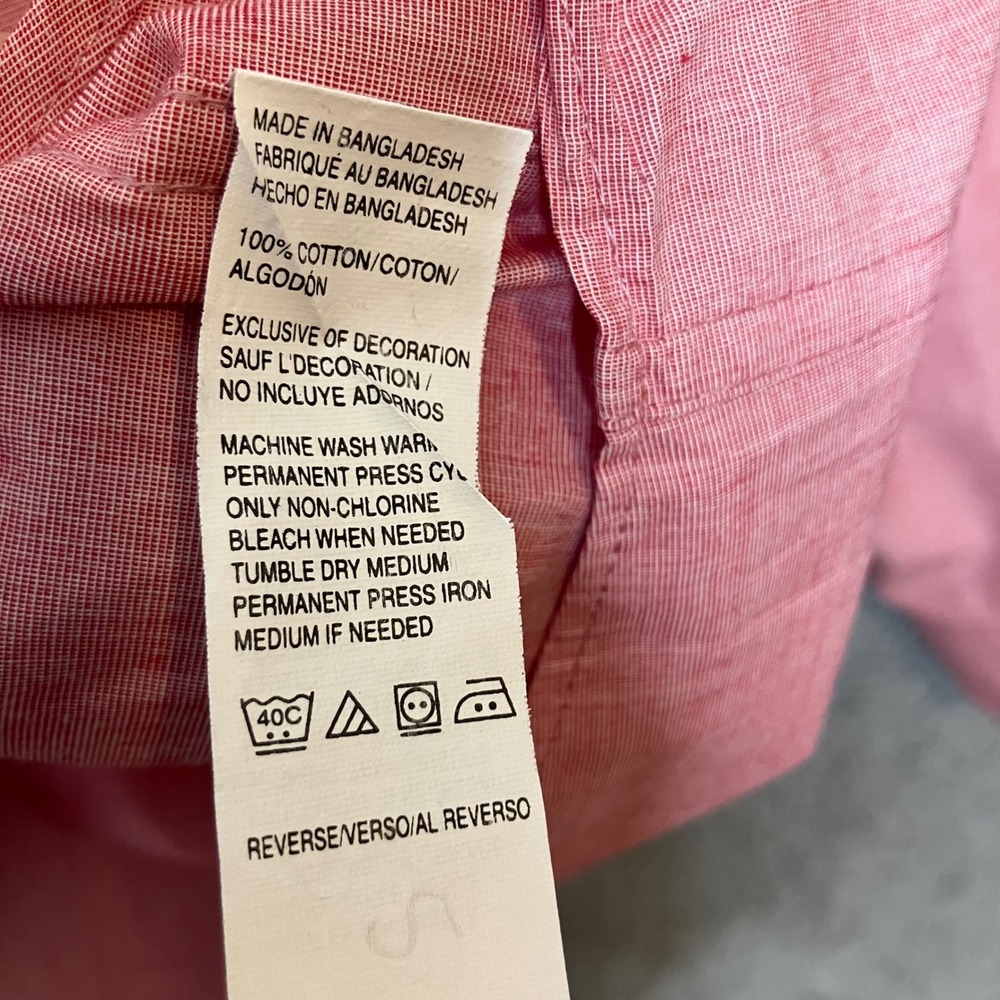 IZOD Luxury Sport Button Up Dress Shirt Men L Pink Red Cotton Long Sleeve Oxford - Picture 8 of 8